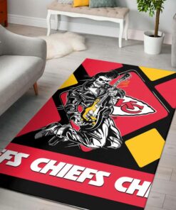 NFL Kansas City Chiefs Halloween Rockabilly Skeleton Elvis PREMIUM Rectangle Area Rug Size S M L NEW052810