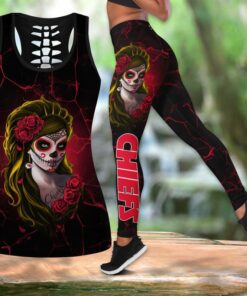 Kansas City Chiefs Day Of The Dead Limited Edition All Over Print Combo Leggings Tank Top S-5xl New022710