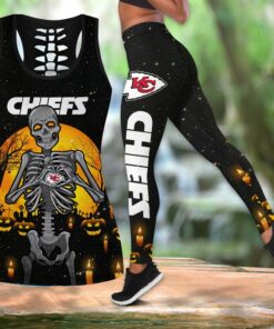 Kansas City Chiefs Skull Halloween Limited Edition All Over Print Leggings Tank Top Combo New046410