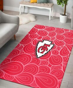 NFL Kansas City Chiefs Peacock Feathers Pattern PREMIUM Area Rug