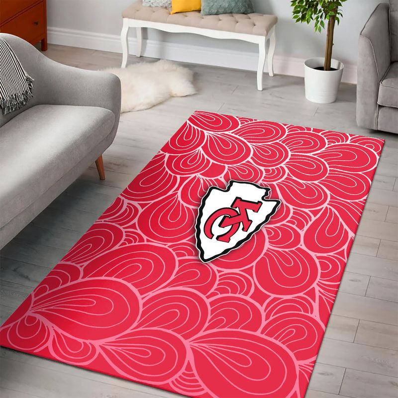 NFL Kansas City Chiefs Peacock Feathers Pattern PREMIUM Area Rug