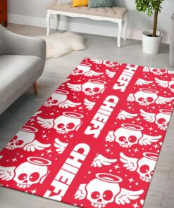 NFL Kansas City Chiefs Skull Angel Pattern PREMIUM Area Rug Size S M L NLA054110