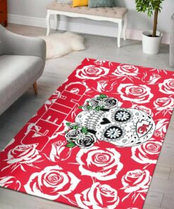 NFL Kansas City Chiefs Skull and Rose Pattern PREMIUM Area Rug