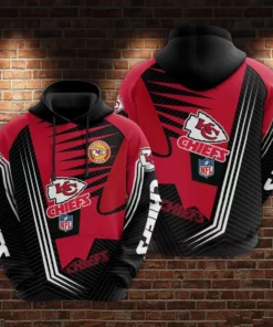 Chiefs Red and Black Power Stripes 3D Hoodie