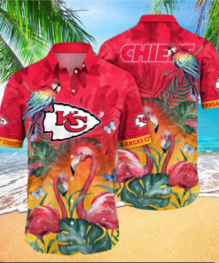 Flamingo and Flower Kansas City Chiefs Hawaiian Shirt