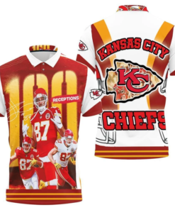 Kansas City Chiefs 100 Receptions Kelce Polo Shirt
