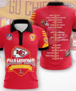 Kansas City Chiefs 2025 Super Bowl LIX Champions Red Yellow Polo Shirt