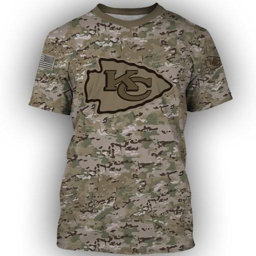 Kansas City Chiefs Camo All Over Print 3d Men's And Women's T-Shirts Sizes S-5xl Pt1322