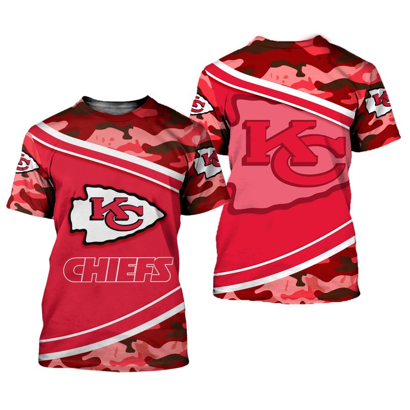 Kansas City Chiefs Camo Limited Edition All Over Print T Shirt Unisex Size Nla001310