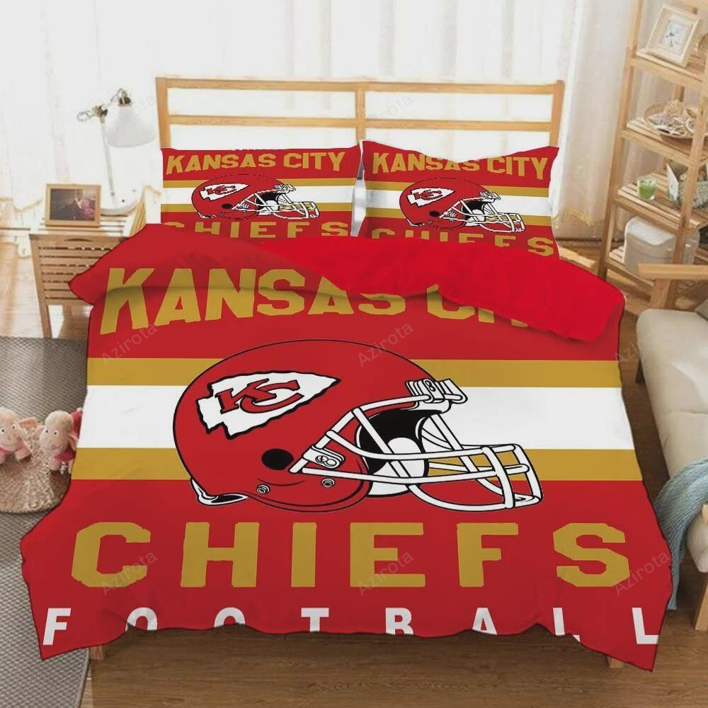 Kansas City Chiefs Classic Red Helmet Stripe Bedding Set