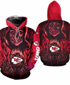 Kansas City Chiefs Death Halloween Skull Hoodie Zip Up Hoodie Nla022510