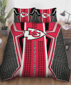 Kansas City Chiefs Diamond Checkered Stripes Bedding Set