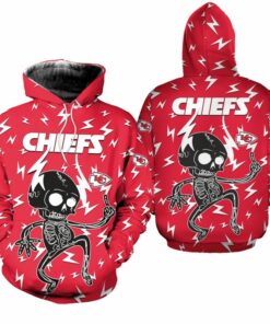 Kansas City Chiefs Electric Shock Cute Skeleton Hoodie Zip Hoodie Fleece Zip Hoodie S-5xl New053810