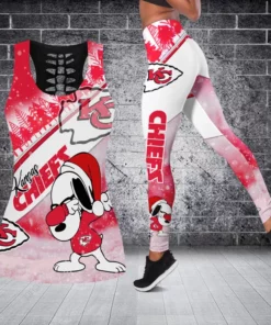 Kansas City Chiefs Festive Snoopy Leggings and Tank Top