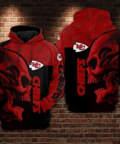 Kansas City Chiefs Fiery Skull 3D Hoodie