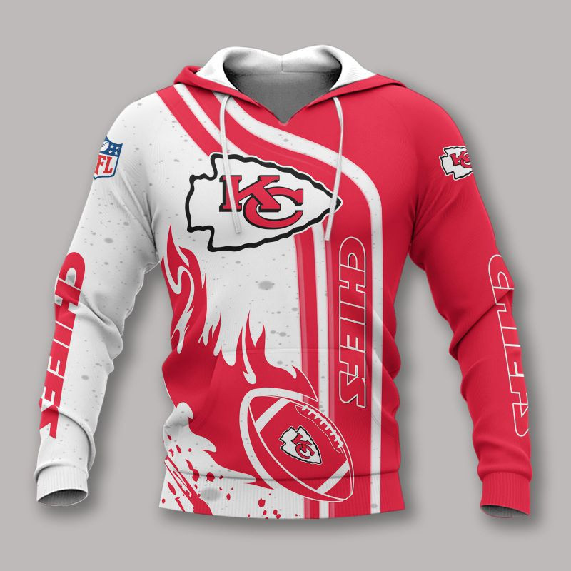 Kansas City Chiefs Flaming Football 3D Shirt - Image 4