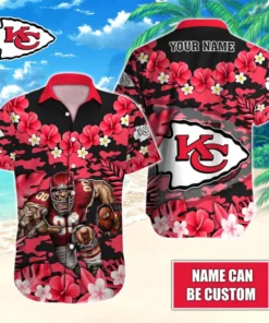 Kansas City Chiefs Floral Fury Custom Name Hawaiian Shirt