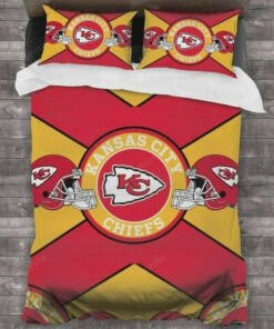Kansas City Chiefs Golden Helmet Cross Bedding Set