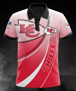 Kansas City Chiefs Gradient Curve 3D Polo Shirt