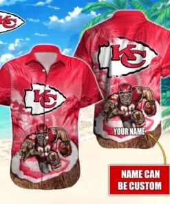 Kansas City Chiefs Island Blitz Custom Name Hawaiian Shirt