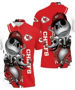 Kansas City Chiefs Jack Skellington And Zero Polo Shirt