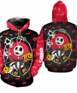 Kansas City Chiefs Jack Skellington Halloween Hoodie Zip Up Hoodie Fleece Nla026810