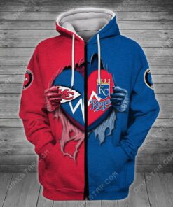 Kansas City Chiefs Kansas City Royals 3d Zip Hoodie Sizes S-5xl Th1382-Sk
