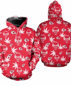 Kansas City Chiefs Limited Edition Skull And Weed Leaves Hoodie Zip Hoodie Size New057110