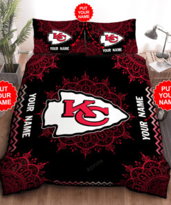Kansas City Chiefs Mandala Custom Black Bedding Set