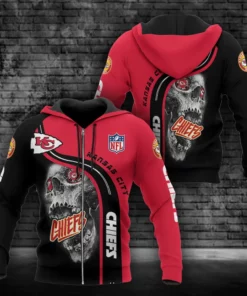 Kansas City Chiefs Menacing Skull Fan 3D Hoodie