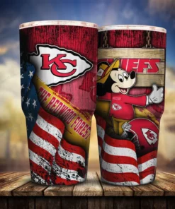 Kansas City Chiefs Mickey Mouse American Flag Personalized Tumbler