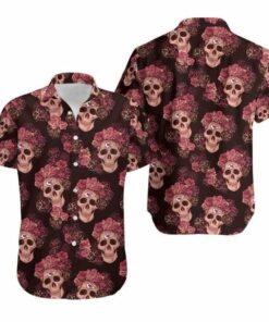 Kansas City Chiefs Mystery Skull And Flower Hawaiian Shirt
