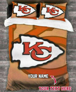 Kansas City Chiefs Orange Blaze Custom Logo Bedding Set