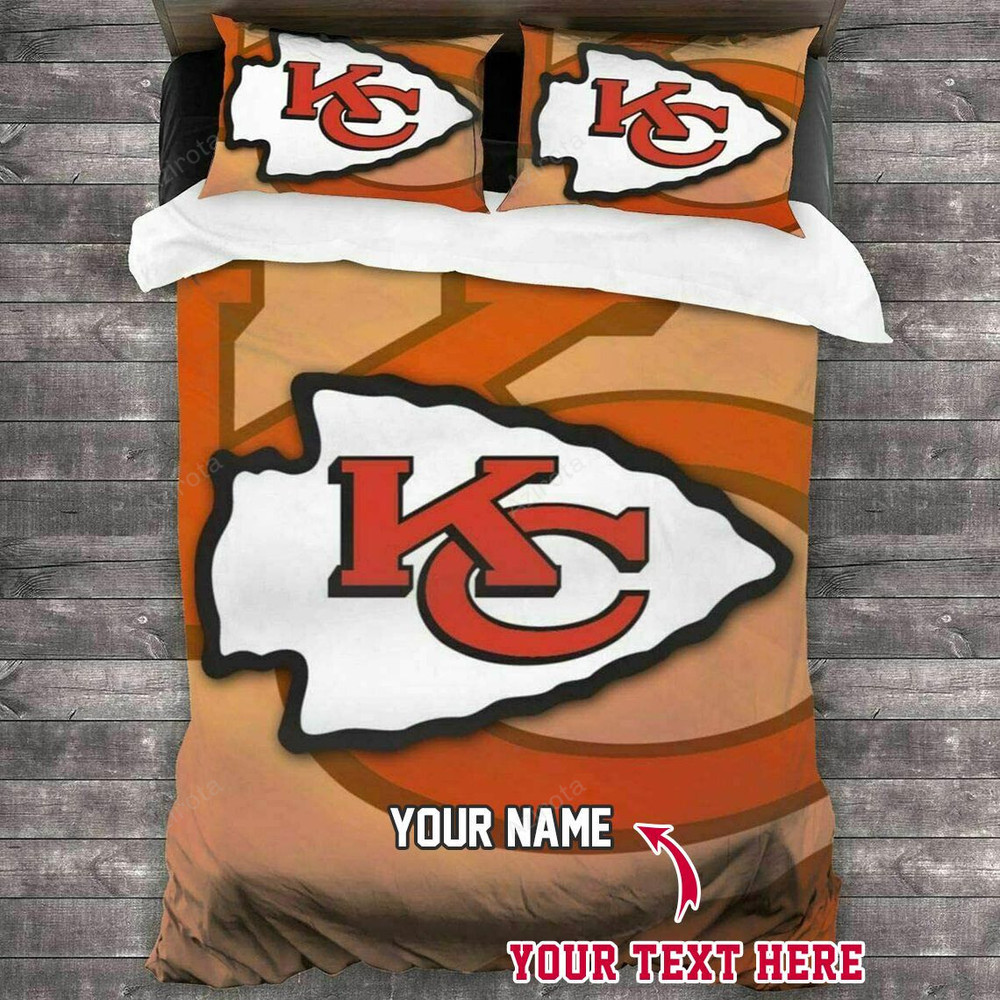 Kansas City Chiefs Orange Blaze Custom Logo Bedding Set