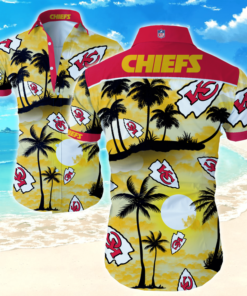 Kansas City Chiefs Palm Logo Sunset Hawaiian Shirt