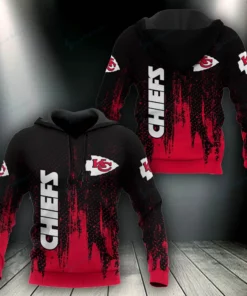 Kansas City Chiefs Red and Black Gradient 3D Hoodie