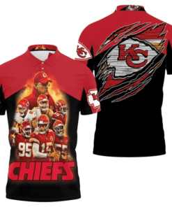 Kansas City Chiefs Red Fury 3D Polo Shirt