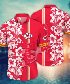 Kansas City Chiefs Red Hibiscus White Flowers Hawaiian Shirt