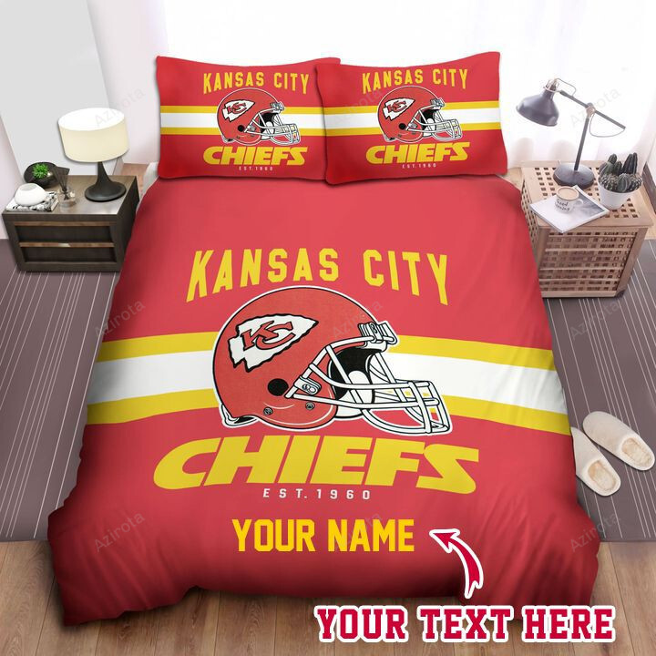 Kansas City Chiefs Retro Helmet Stripe Bedding Set