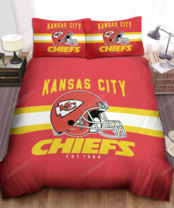 Kansas City Chiefs Retro Stripe Helmet Bedding Set