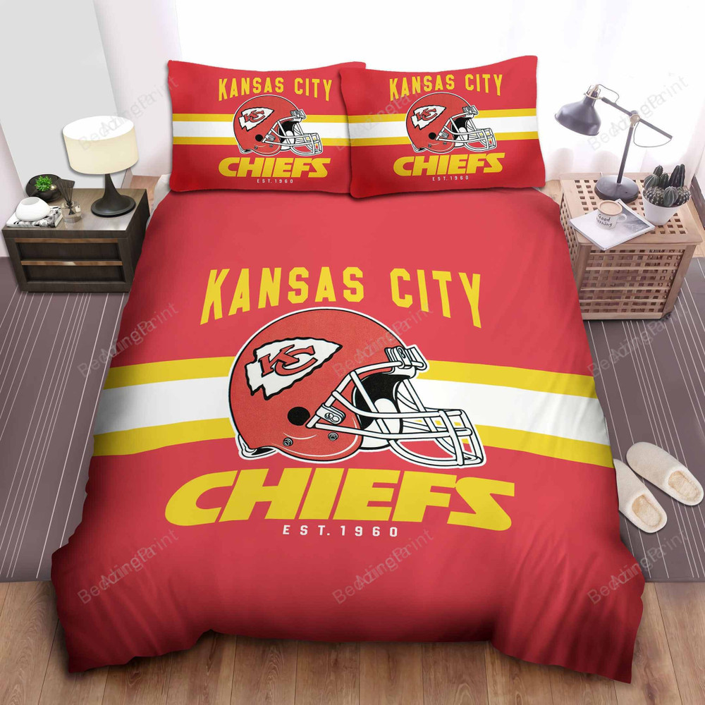 Kansas City Chiefs Retro Stripe Helmet Bedding Set