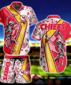 Kansas City Chiefs Skeleton Play Hawaiian Set