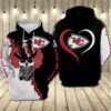 Kansas City Chiefs Skull And Heart White Black Hoodie Adult Sizes S - 5xl Pp293