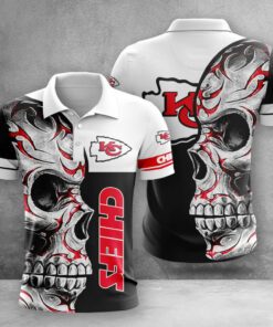Kansas City Chiefs Skull Flame 3D Polo Shirt