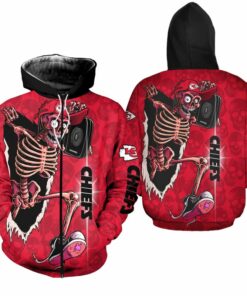 Kansas City Chiefs Skull Halloween Hoodie Zip Up Hoodie Fleece Nla027610