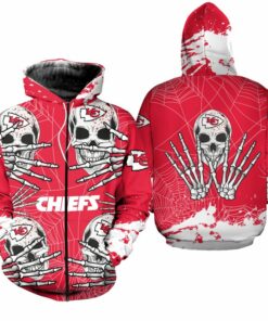 Kansas City Chiefs Skull Hallowen Hoodie Zip Up Hoodie Nla021610