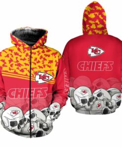 Kansas City Chiefs Skull Hoodie Zip Up Hoodie Nla066710
