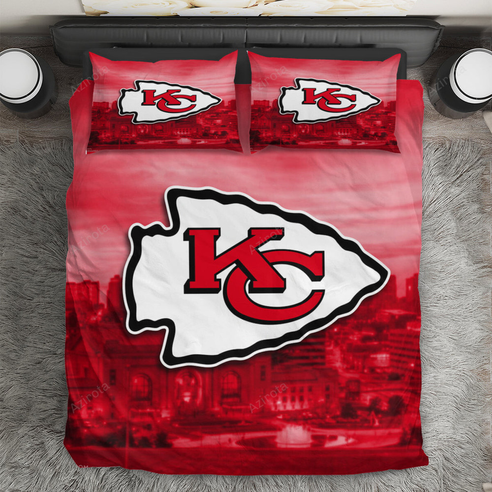 Kansas City Chiefs Skyline Red Fade Bedding Set
