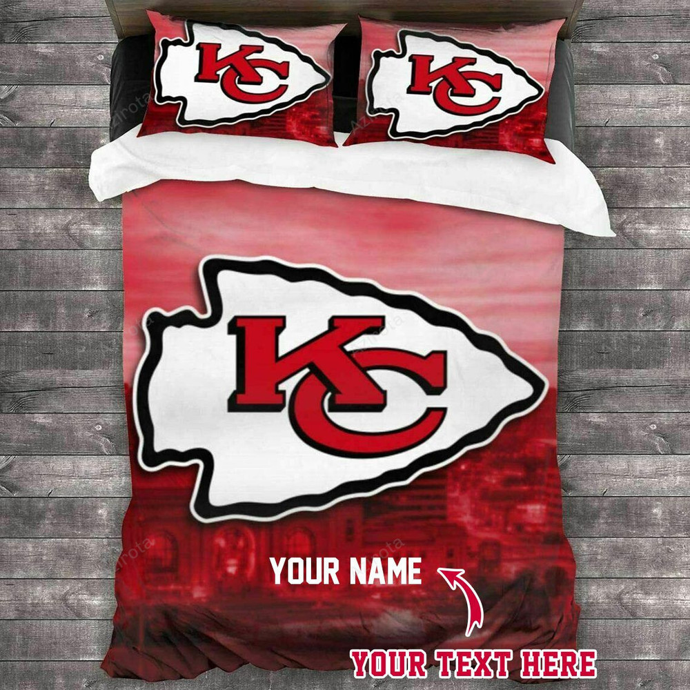 Kansas City Chiefs Skyline Red Gradient Custom Bedding Set