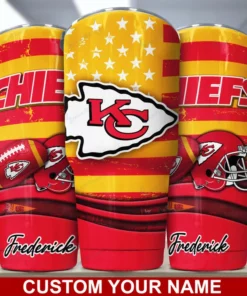 Kansas City Chiefs Stars and Stripes Personalized Tumbler